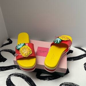 Kate Spade Red and Yellow Sandals with Pineapple Design